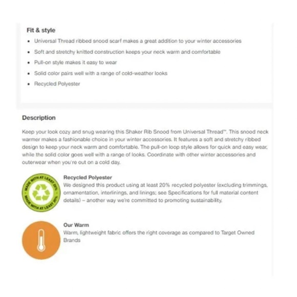 Universal Thread Red Ribbed Knitted Snood Scarf - OSFM - Picture 3 of 3